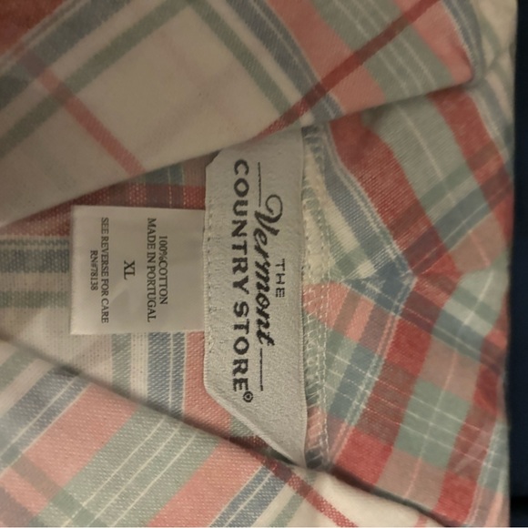 NIP Vermont Country Store Flannel Robe XL Womens Plaid White/Pink/Blue - Picture 2 of 5